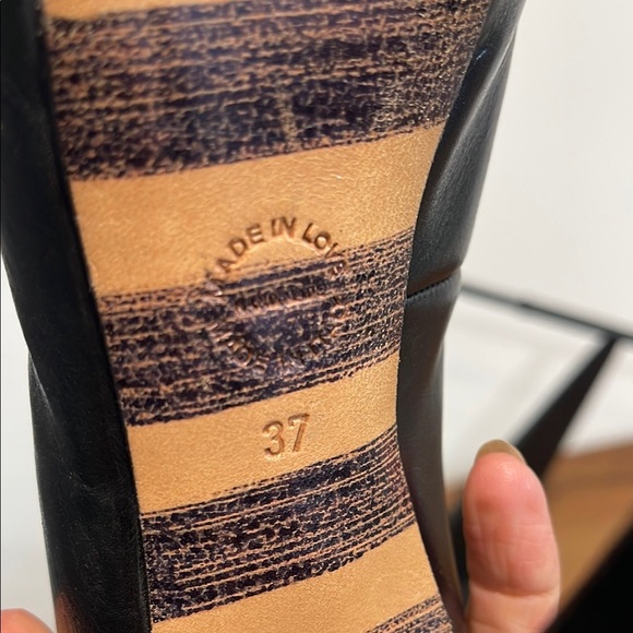 Georgina Goodman Black Women's Leather Peep-Toe Heels - Picture 6 of 6